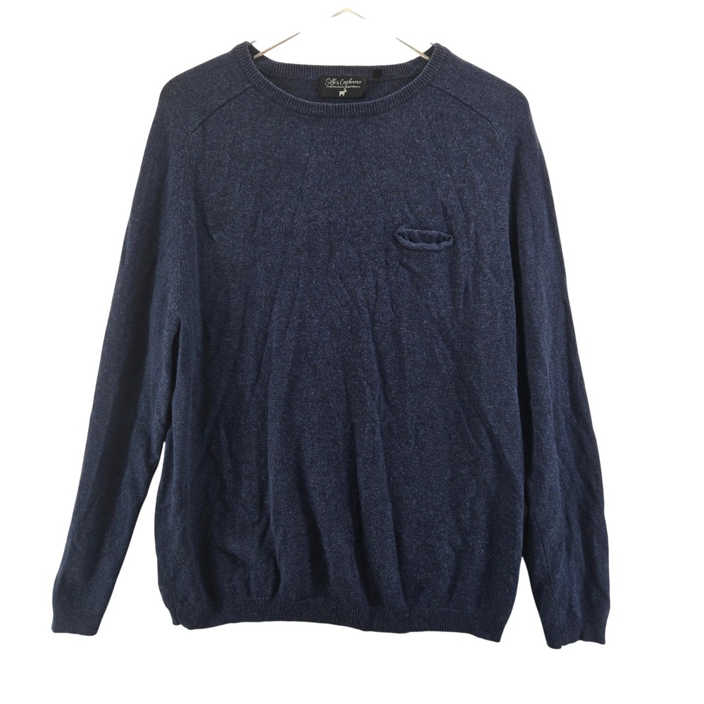 Silk & Cashmere Royal Class Selection Men Blue Silk Cashmere Sweater Large 52/54
